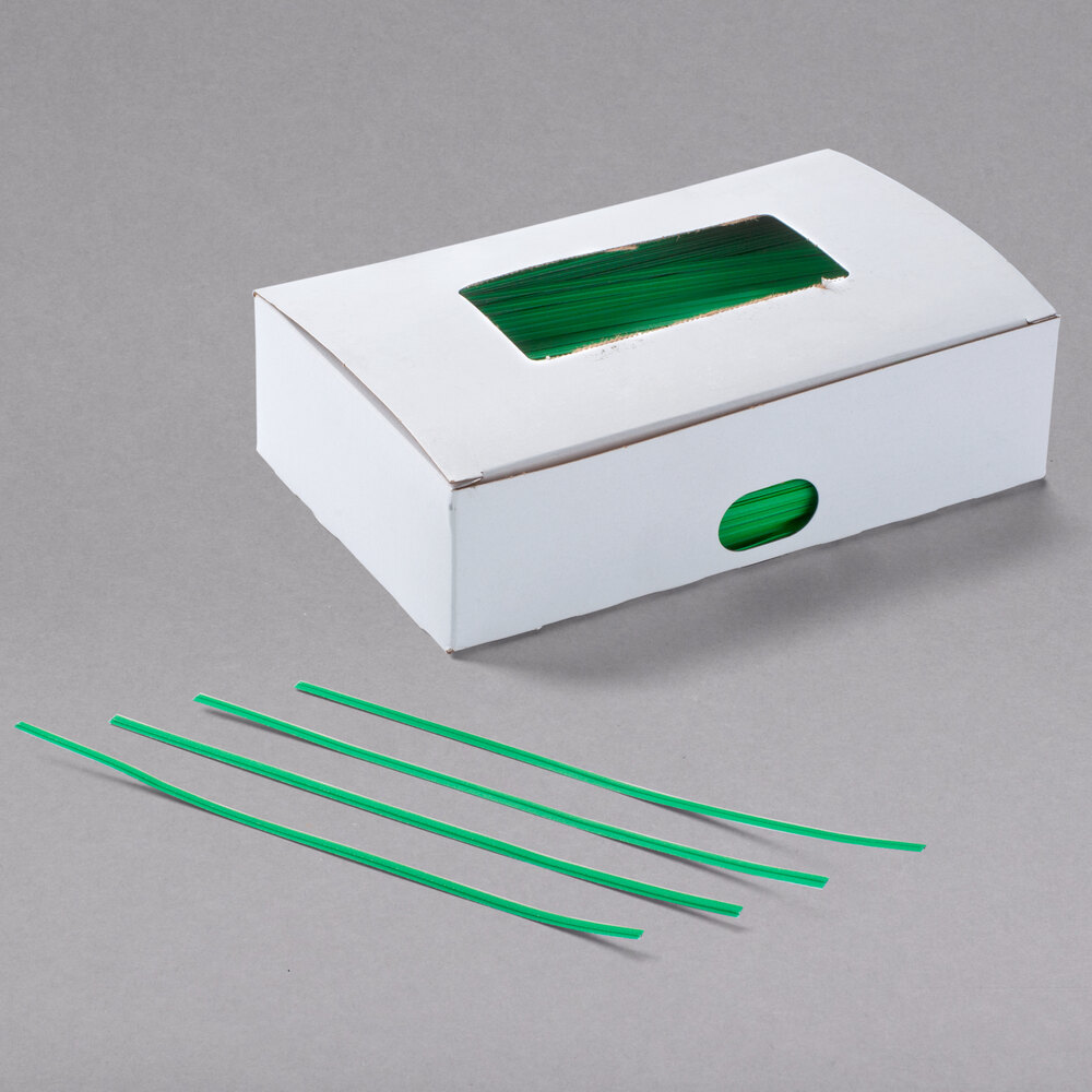 Bedford Industries Inc. 7" Green Laminated Paper Bag Ties - 2,000/Box