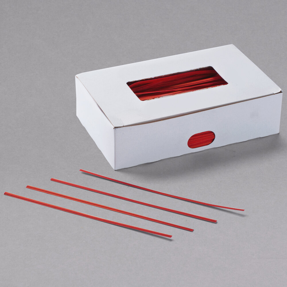 Bedford Industries Inc. 7" Red Laminated Paper Bag Ties - 2,000/Box