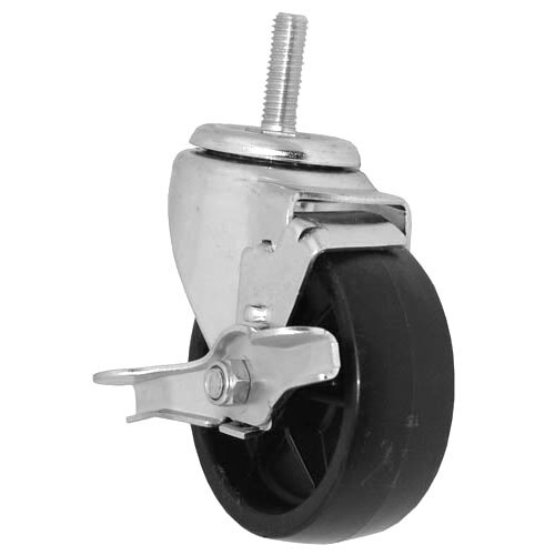 AllPoints 263271 4" Swivel Threaded Stem Caster with Brake - 1/2"-13 x 1 1/2" Stem, 240 lb. Capacity