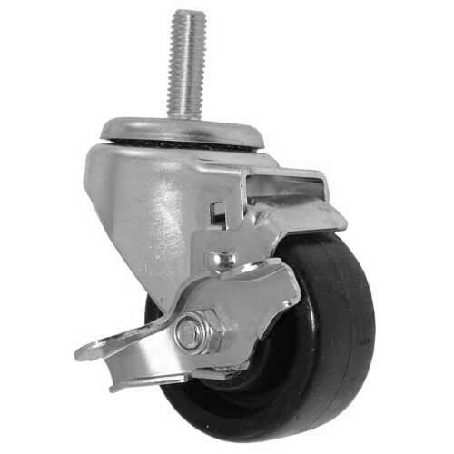 AllPoints 263284 3" Swivel Threaded Stem Caster with Brake - 1/2"-13 x 1 1/2" Stem, 220 lb. Capacity