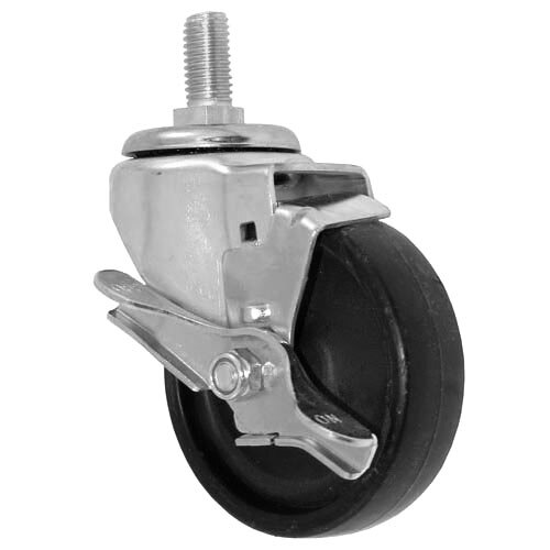 AllPoints 263306 4" Swivel Threaded Stem Caster with Brake - 5/8"-11 x 1 1/2" Stem, 240 lb. Capacity