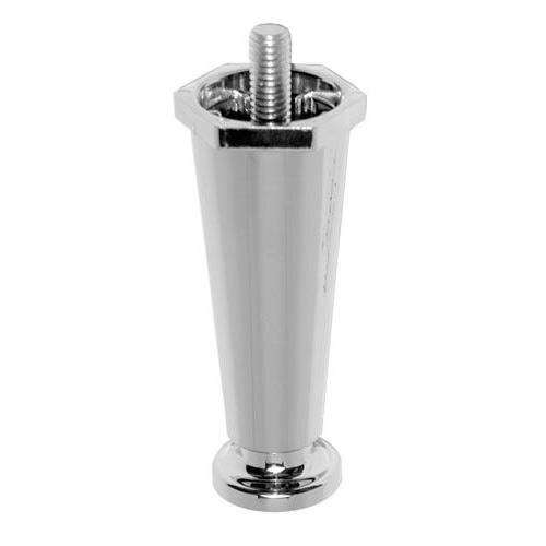 AllPoints 281126 Chrome Plastic 4" Adjustable Equipment Leg; Flange Foot; 3/8"-16 Stud Mount