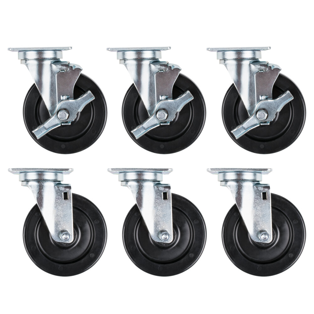 Vulcan 5" Swivel Plate Casters - 6/Set