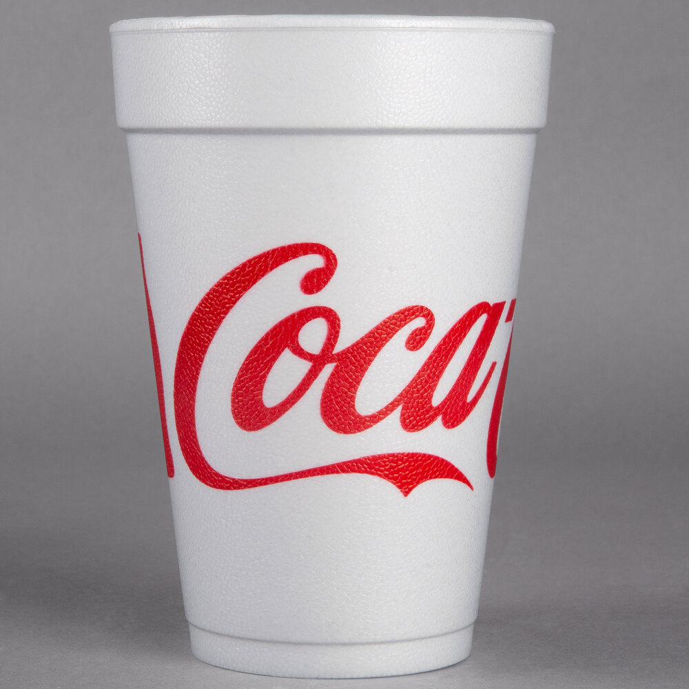 Dart 16J16C 16 oz. Coke® Foam Cup - 1,000/Case
