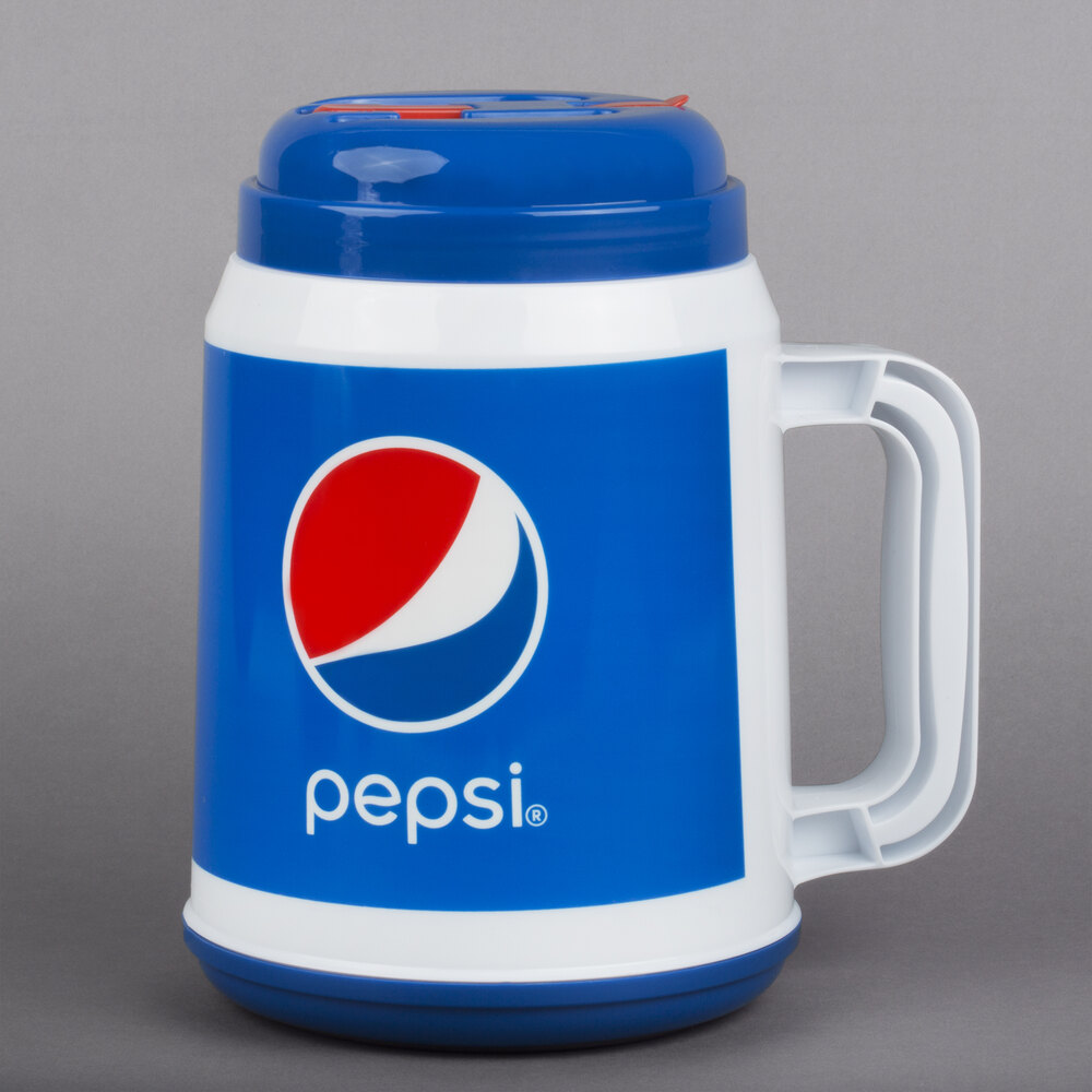 64 oz. Pepsi® Tanker with Spout, Straw, and Lid - 12/Case