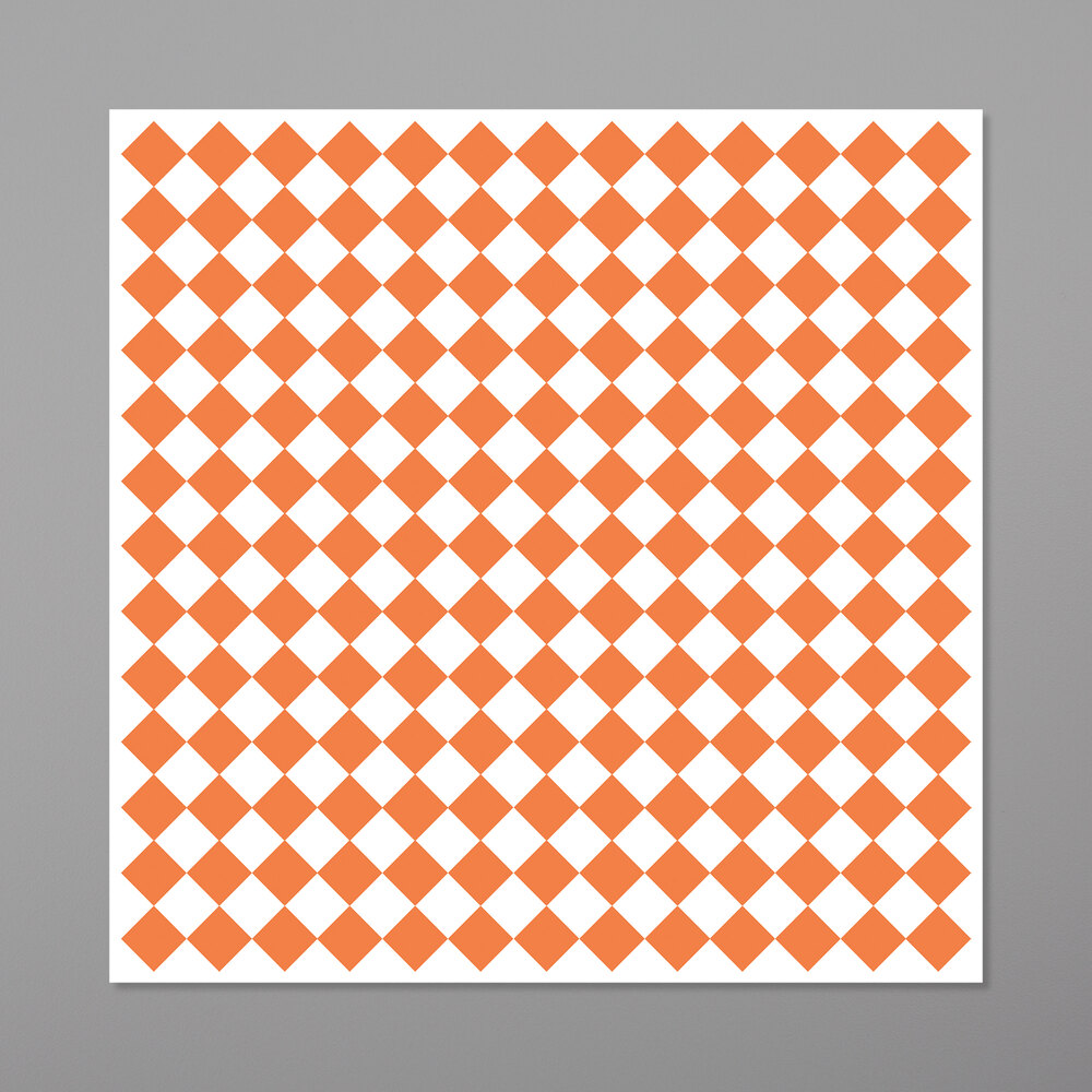 GET P-ORC-1212-W 12" x 12" Orange Check Deli Sandwich Wrap Paper - 1,000/Case