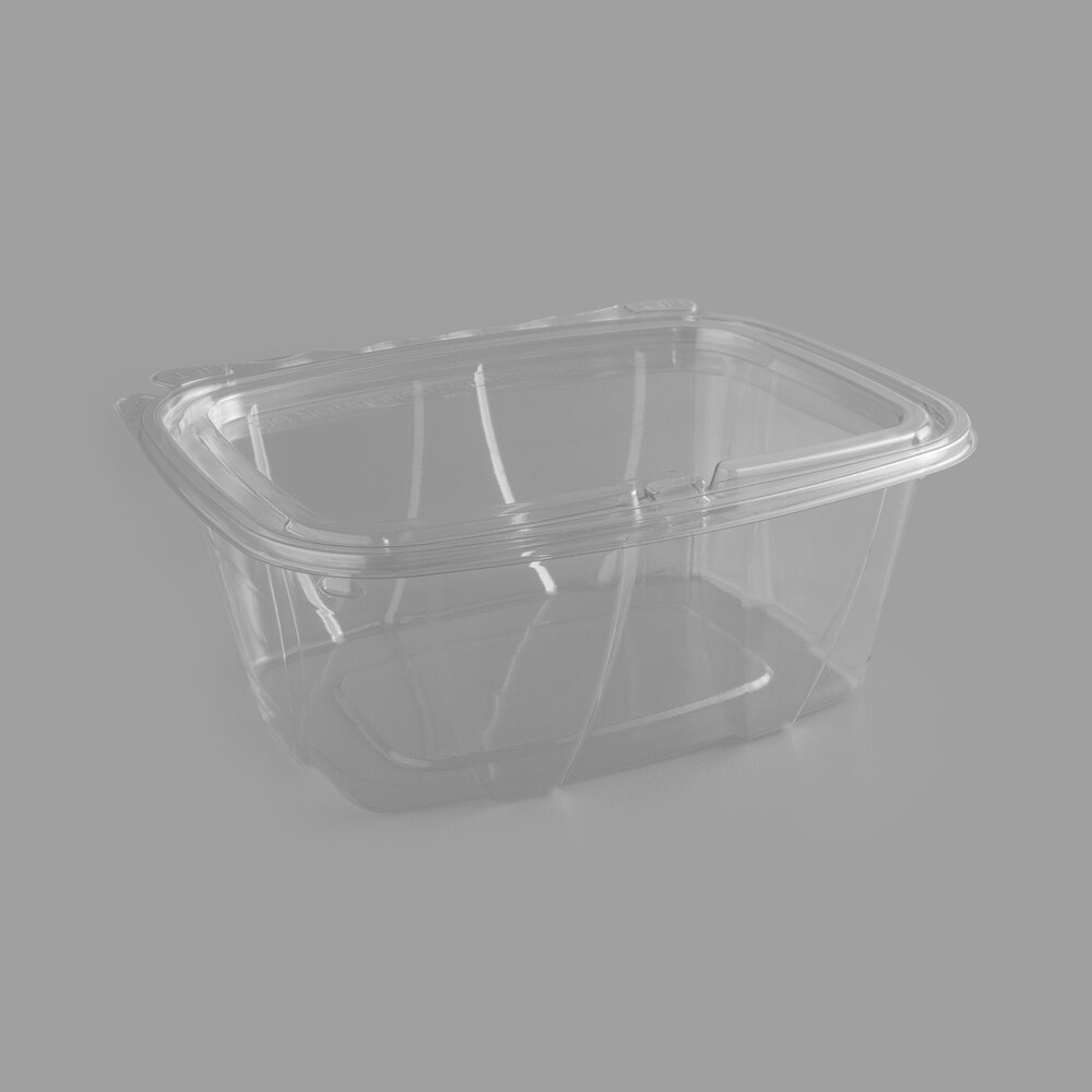 Dart ClearPac SafeSeal 32 oz. Tall Tamper-Resistant, Tamper-Evident Hinged Container with Flat Lid - 200/Case