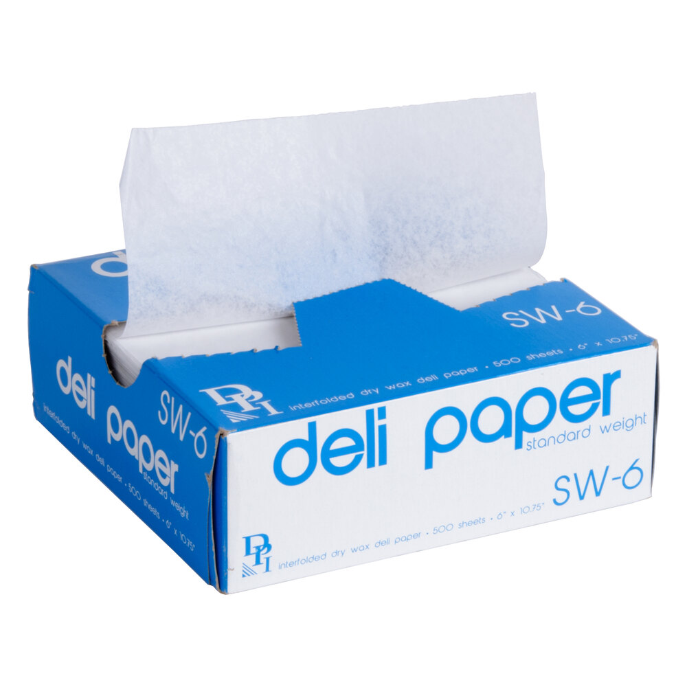 Durable Packaging SW-6 6" x 10 3/4" Interfolded Deli Wrap Wax Paper - 500/Box
