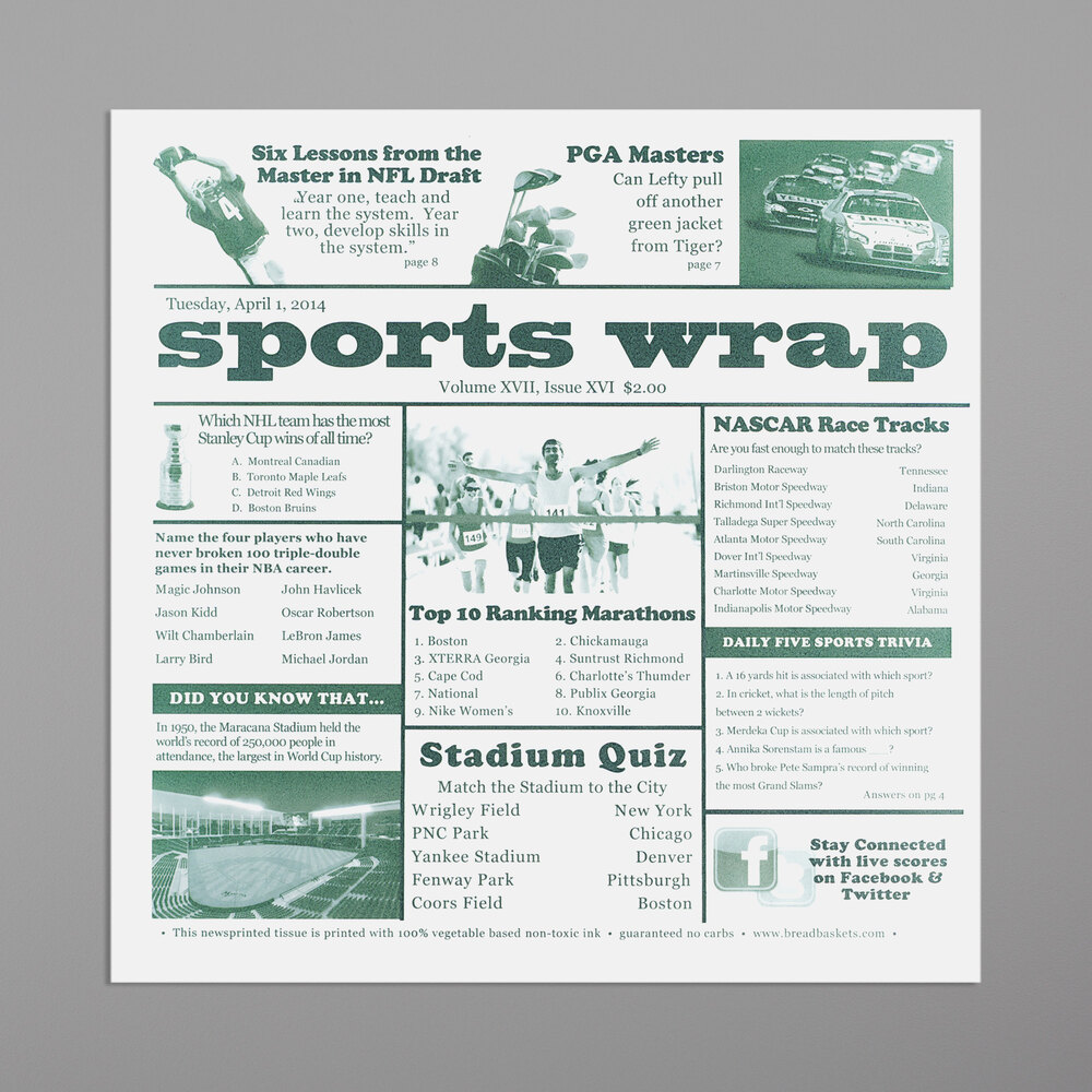 GET Enterprises 4-TG1080 White 12" x 12" Sports Newsprint Liner - 1,000/Case
