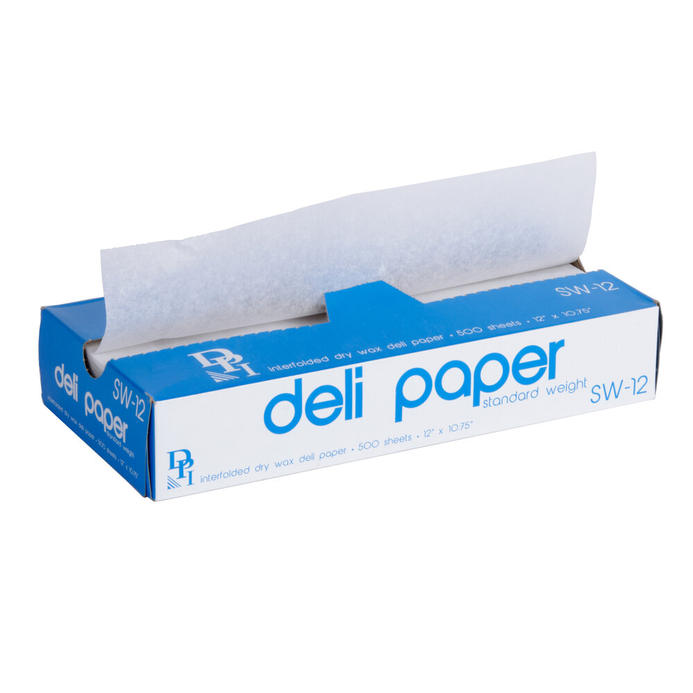 Durable Packaging SW-12 12" x 10 3/4" Interfolded Deli Wrap Wax Paper - 500/Box