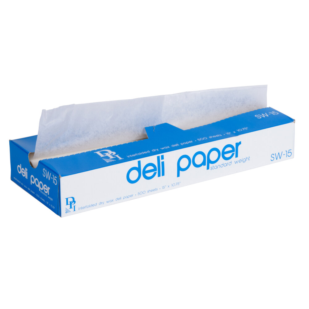 Durable Packaging SW-15 15" x 10 3/4" Interfolded Deli Wrap Wax Paper - 500/Box