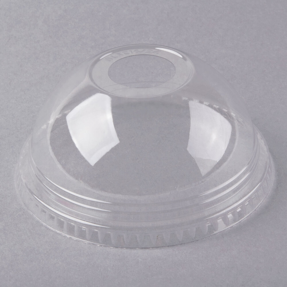 Fabri-Kal DLKC16/24 Kal-Clear / Nexclear 12 / 14, 16 / 18, 20, and 24 oz. Clear Plastic Dome Lid with 1" Hole - 100/Pack