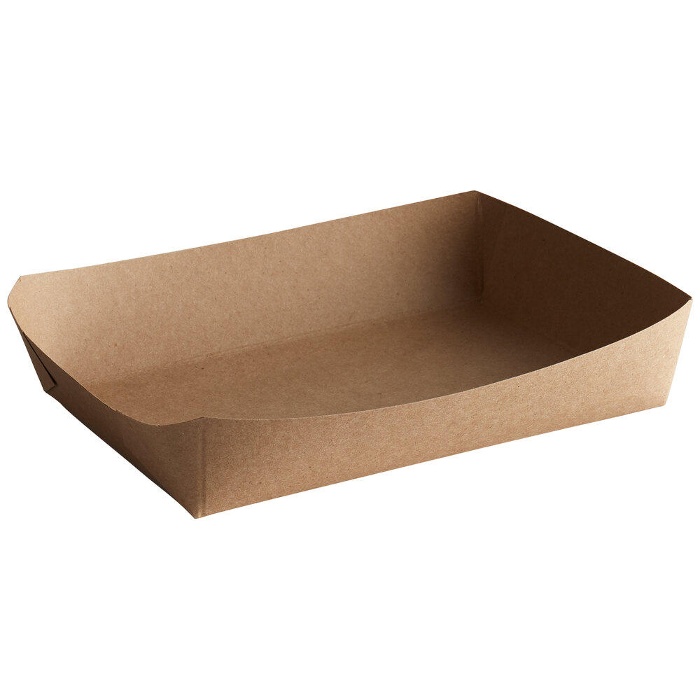8 5/8" x 5 1/2" x 2" Kraft Carry Lunch Tray - 500/Case