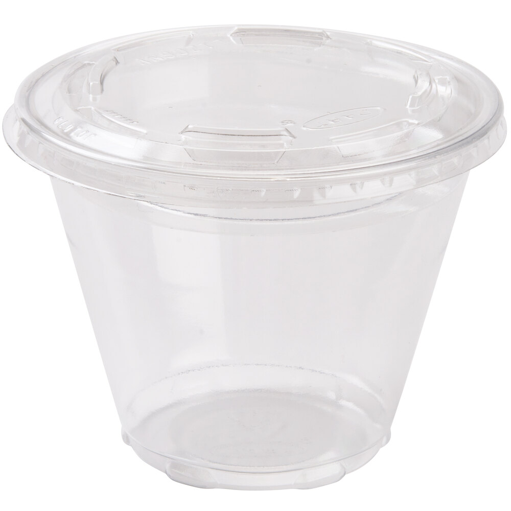 Squat 9 oz. Parfait Cup with 2 oz. Fabri-Kal Insert and Flat Lid - 100/Pack