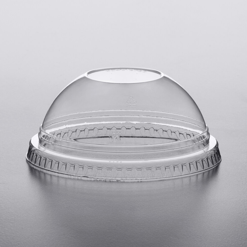 Fabri-Kal DLKC12/20NH Kal-Clear/Nexclear 9 oz. Clear PET Plastic Dome Lid No Hole - 100/Pack