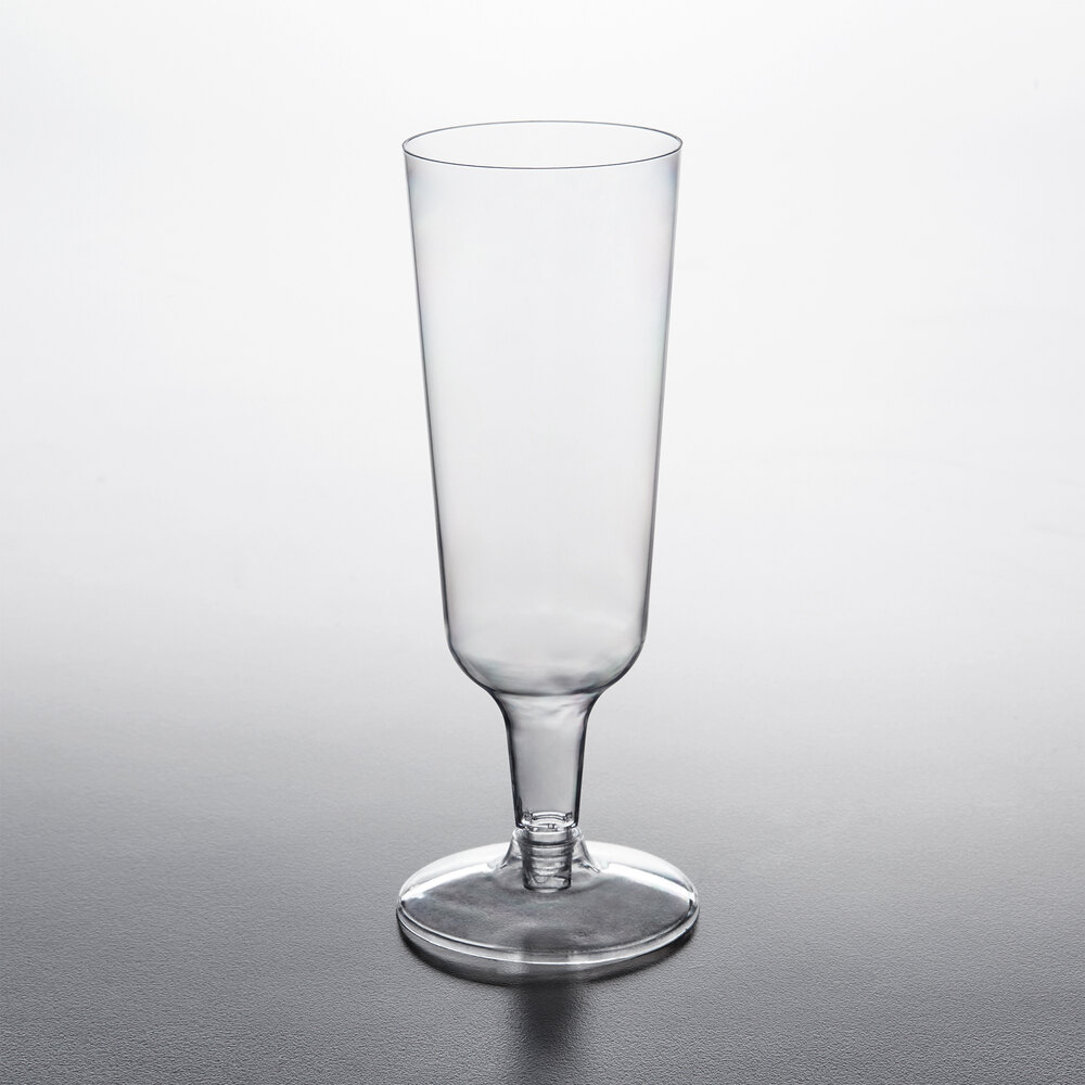 Visions 6 oz. Heavy Weight Clear 2-Piece Plastic Champagne Flute - 120/Case
