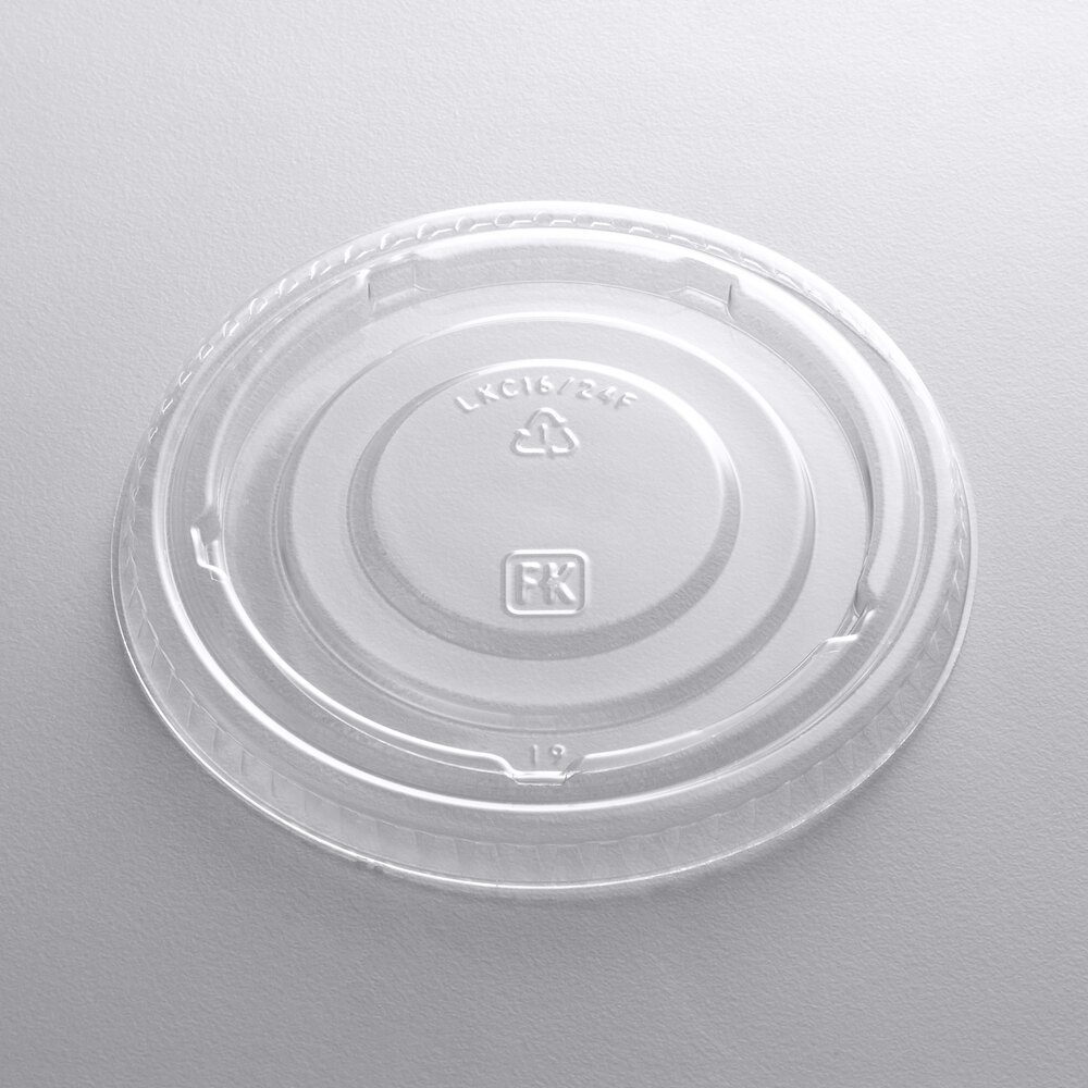 Fabri-Kal Kal-Clear/Nexclear LKC16/24F Clear Flat PET Lid for 5 oz., 8 oz., and 12 oz. Sundae Cups - No Slot - 1,000/Case