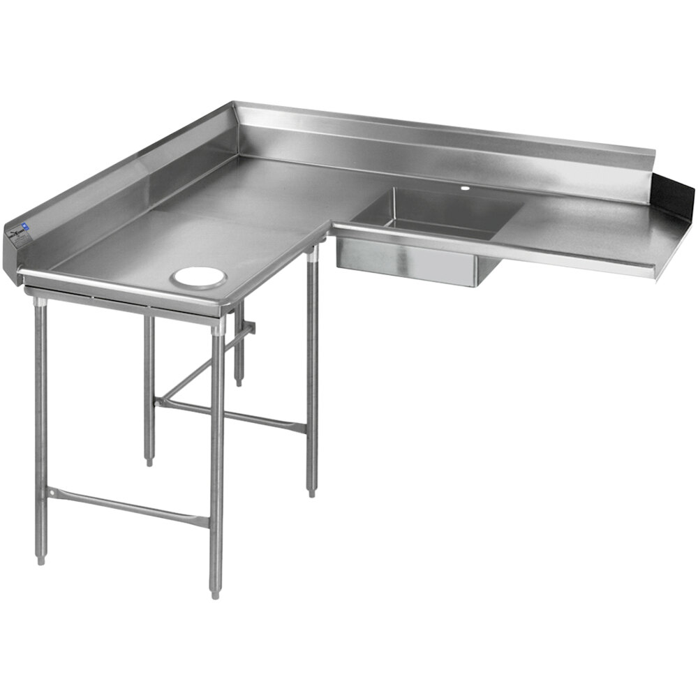 Eagle Group SDTCL-60-14/3 Spec-Master 60" 14 Gauge Stainless Steel Left Dishlanding Soil L-Shape Dishtable