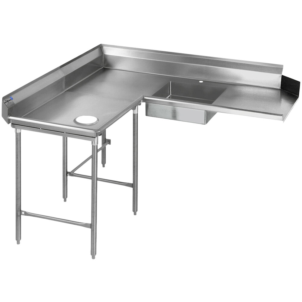 Eagle Group SDTCL-60-16/3 60" 16 Gauge Stainless Steel Left Dishlanding Soil L-Shape Dishtable