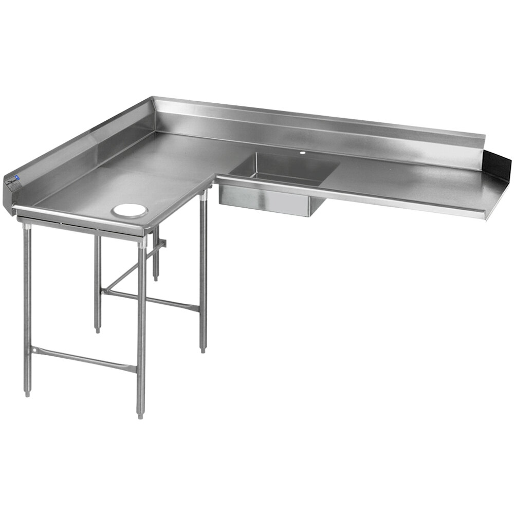 Eagle Group SDTCL-72-16/3 72" 16 Gauge Stainless Steel Left Dishlanding Soil L-Shape Dishtable