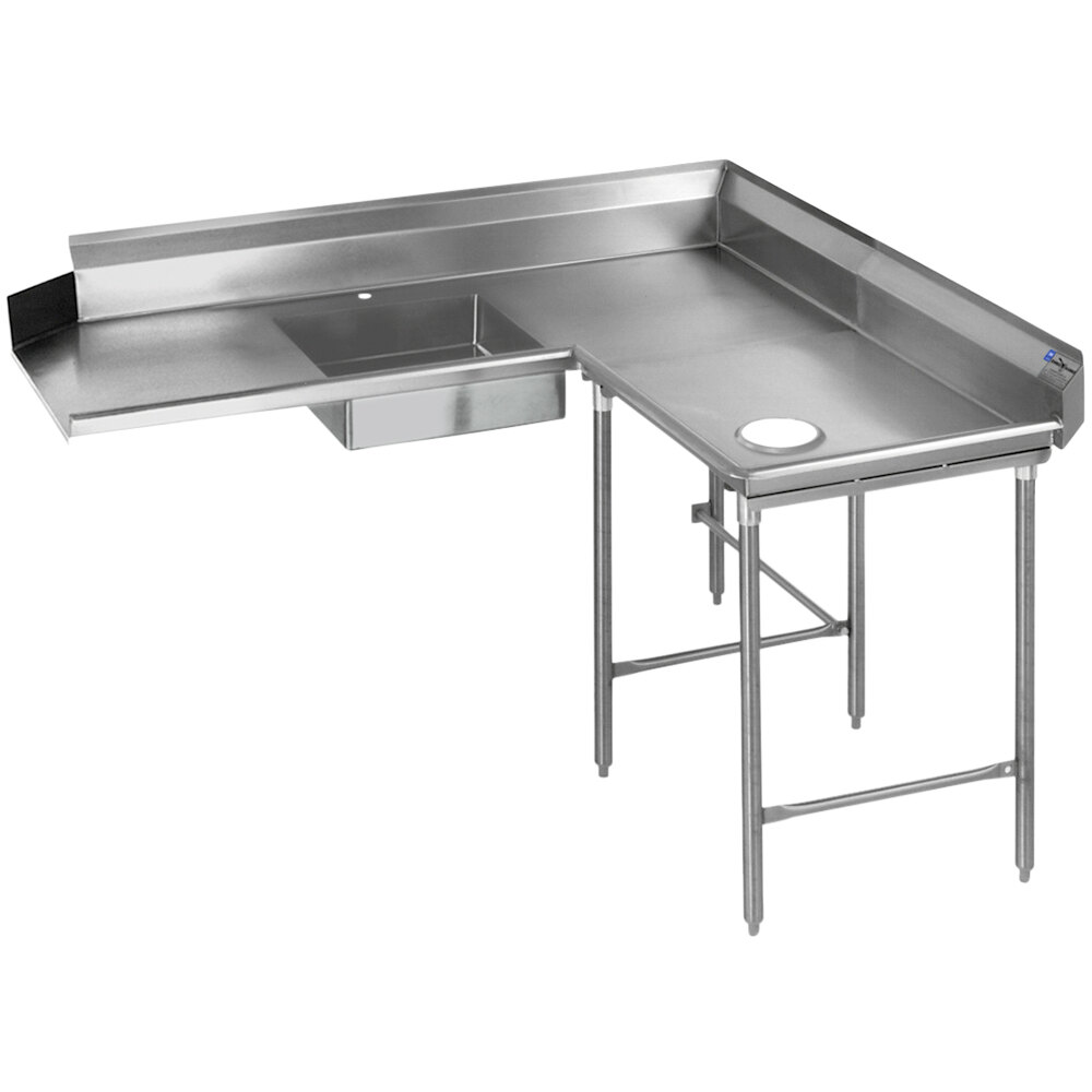 Eagle Group SDTCR-60-16/3 60" 16 Gauge Stainless Steel Right Dishlanding Soil L-Shape Dishtable