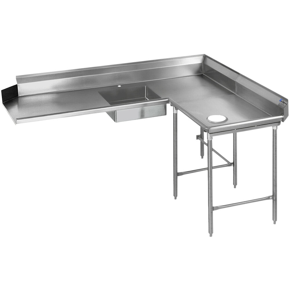 Eagle Group SDTCR-72-14/3 Spec-Master 72" 14 Gauge Stainless Steel Right Dishlanding Soil L-Shape Dishtable