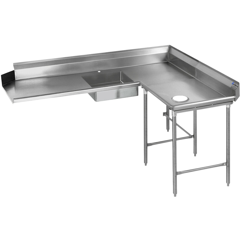 Eagle Group SDTCR-72-16/3 72" 16 Gauge Stainless Steel Right Dishlanding Soil L-Shape Dishtable