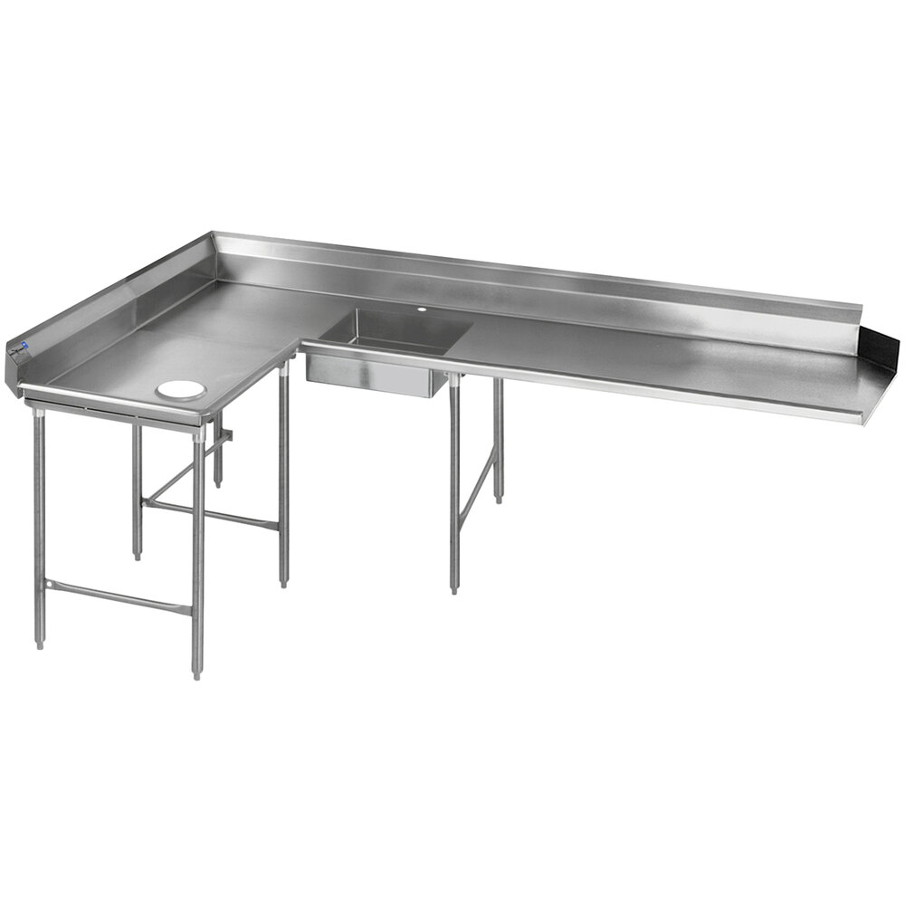 Eagle Group SDTCL-120-14/3 Spec-Master 120" 14 Gauge Stainless Steel Left Dishlanding Soil L-Shape Dishtable