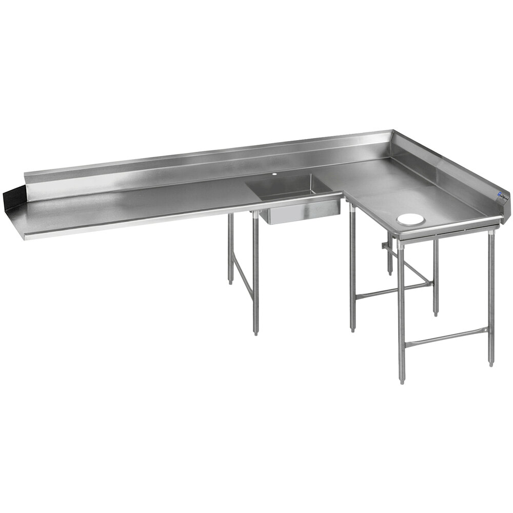Eagle Group SDTCR-120-14/3 Spec-Master 120" 14 Gauge Stainless Steel Right Dishlanding Soil L-Shape Dishtable