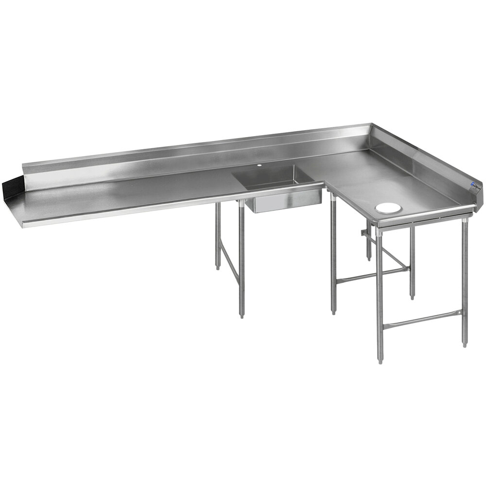 Eagle Group SDTCR-120-16/3 120" 16 Gauge Stainless Steel Right Dishlanding Soil L-Shape Dishtable