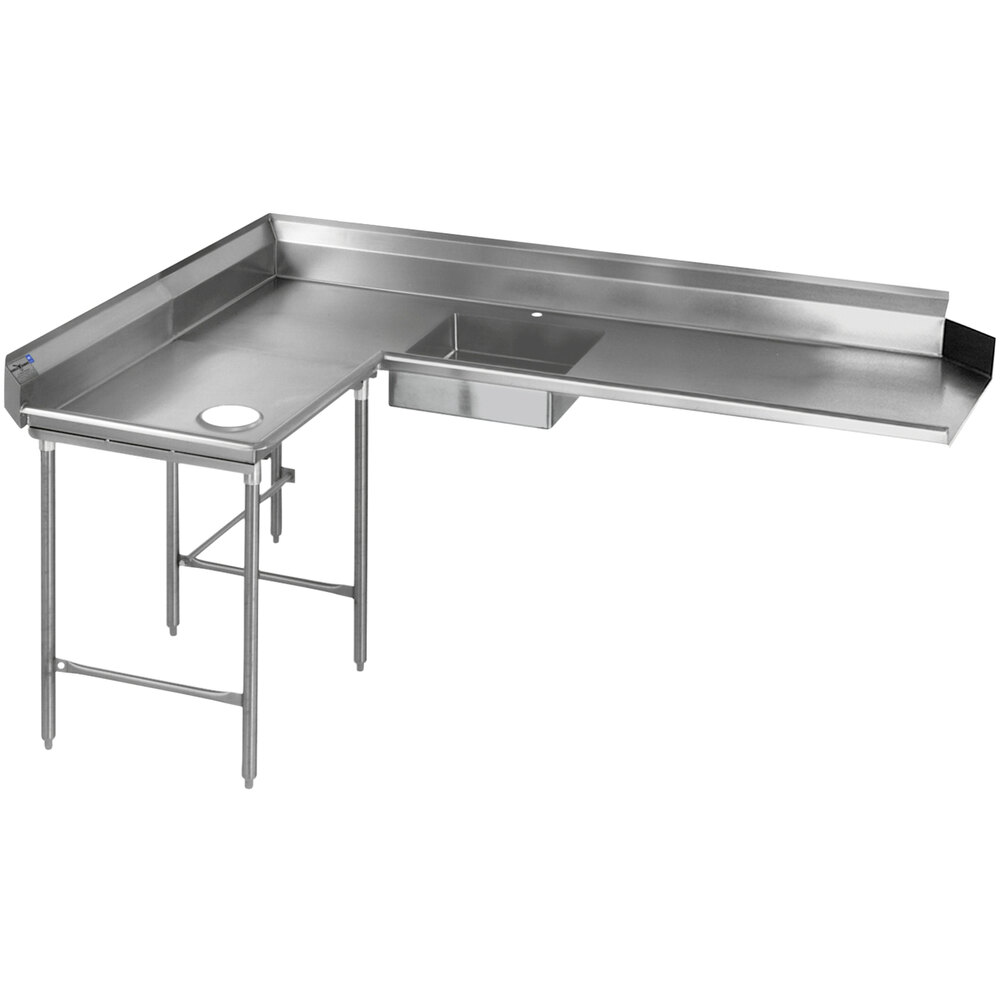 Eagle Group SDTCL-84-16/3 84" 16 Gauge Stainless Steel Left Dishlanding Soil L-Shape Dishtable