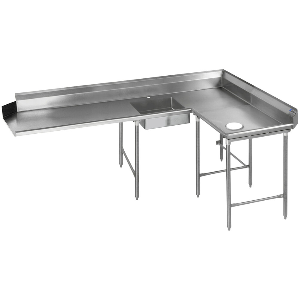 Eagle Group SDTCR-96-14/3 Spec-Master 96" 14 Gauge Stainless Steel Right Dishlanding Soil L-Shape Dishtable