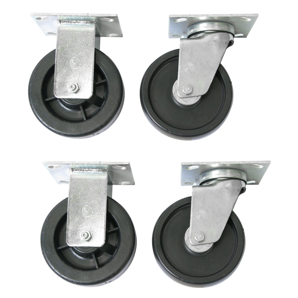 Wesco Industrial Products 750 lb. 5" x 1 1/2" Polyolefin Swivel and Rigid Caster Set for ATP and ASD Series Platform Trucks 250046 - 4/Set