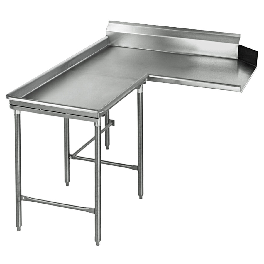 Eagle Group CDTCIL-48-16/3 48" Left Side 16 Gauge, Type 304 Stainless Steel Clean L-Shape Island Dishtable