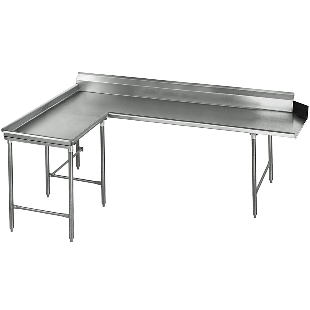 Eagle Group CDTCIL-96-14/3 96" Left Side 14 Gauge, Type 304 Stainless Steel Clean L-Shape Dishtable