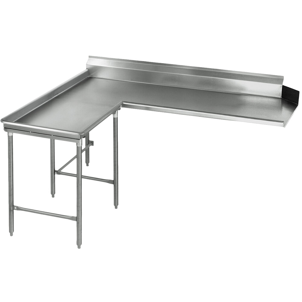 Eagle Group CDTCIL-72-16/3 72" Left Side 16 Gauge, Type 304 Stainless Steel Clean L-Shape Island Dishtable