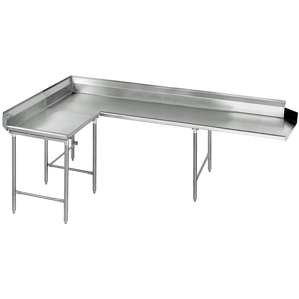 Eagle Group CDTCL-120-16/4 120" Left Side 16 Gauge, Type 430 Stainless Steel Clean L-Shape Dishtable