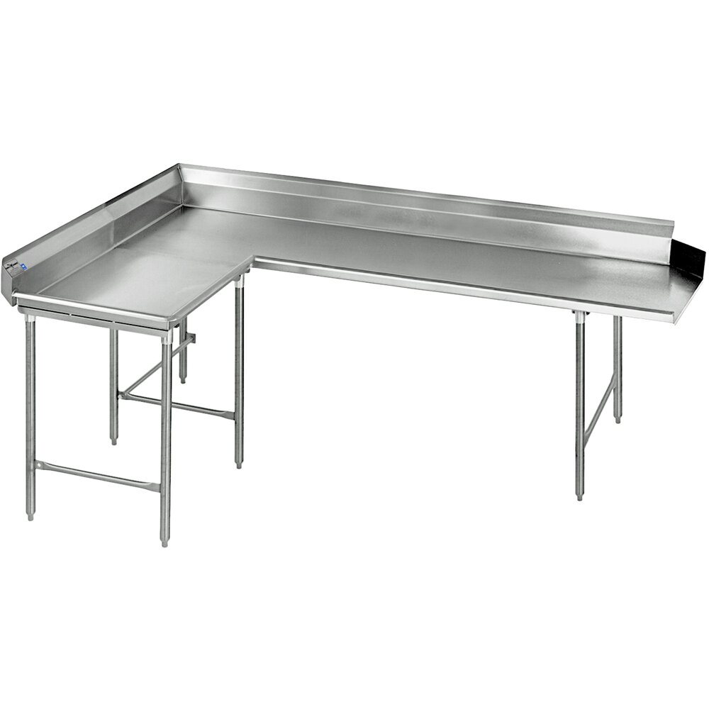 Eagle Group CDTCL-96-16/4 96" Left Side 16 Gauge, Type 430 Stainless Steel Clean L-Shape Dishtable