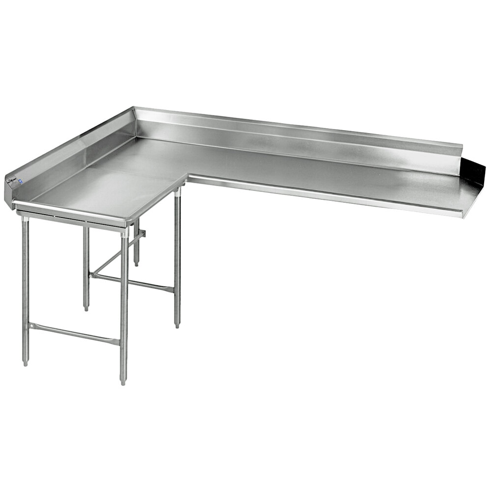 Eagle Group CDTCL-84-16/4 84" Left Side 16 Gauge, Type 430 Stainless Steel Clean L-Shape Dishtable
