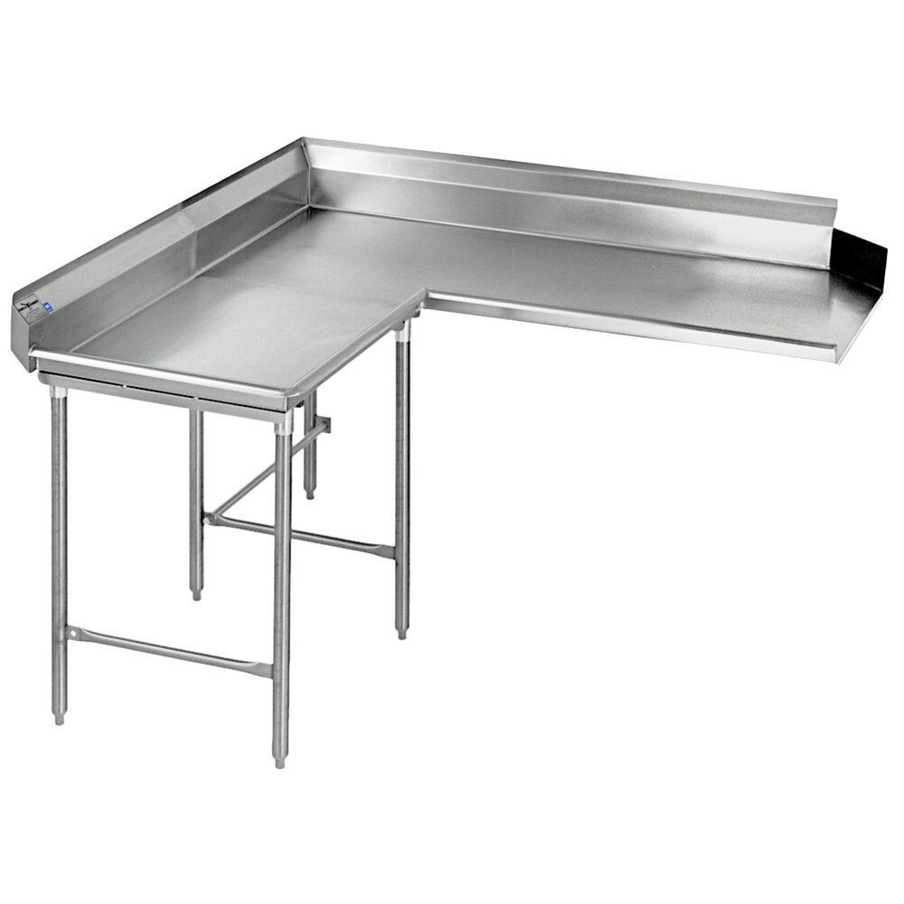 Eagle Group CDTCL-60-16/4 60" Left Side 16 Gauge, Type 430 Stainless Steel Clean L-Shape Dishtable