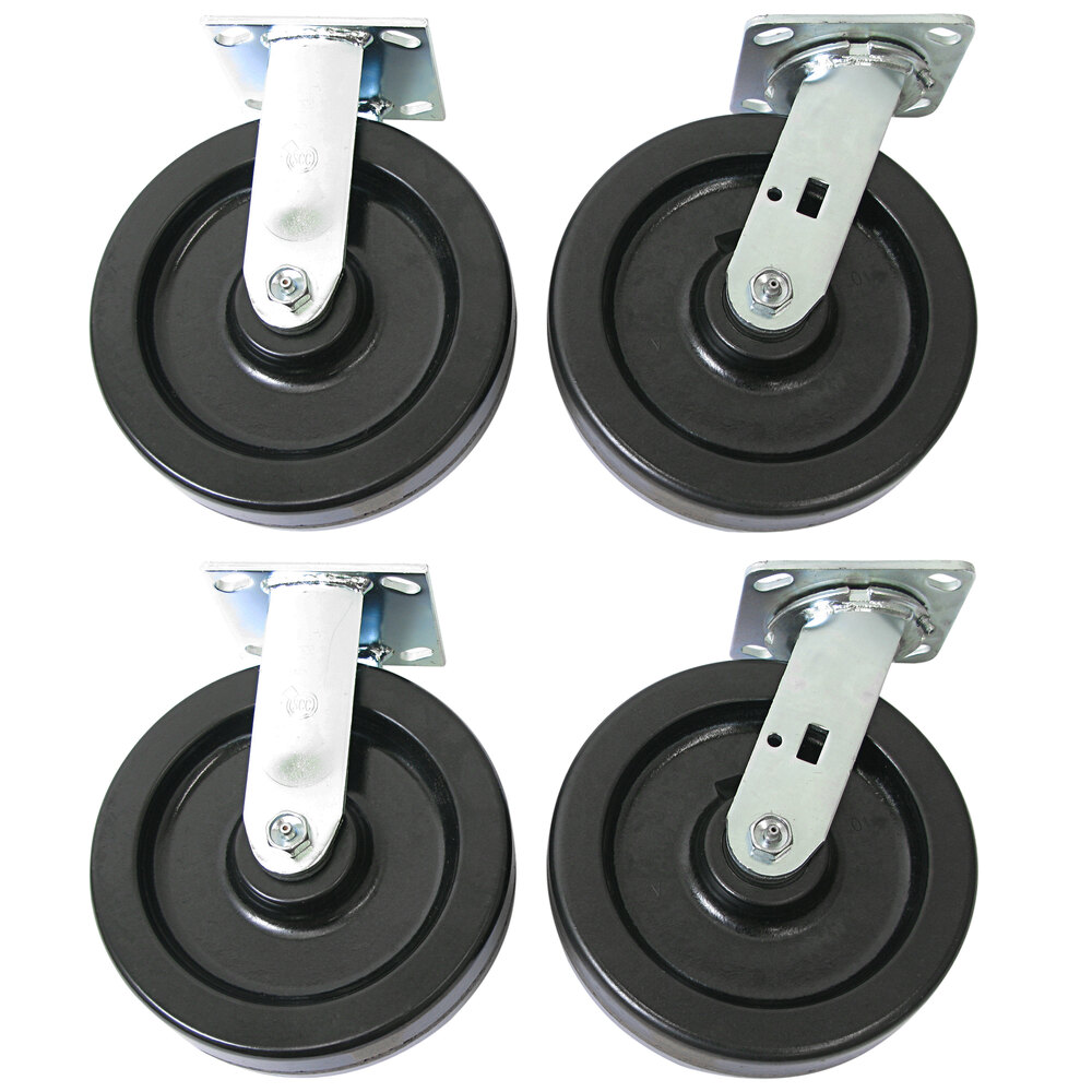 Wesco Industrial Products 3,000 lb. 8" x 2" Phenolic Swivel and Rigid Caster Set for ATP and ASD Series Platform Trucks 250056 - 4/Set