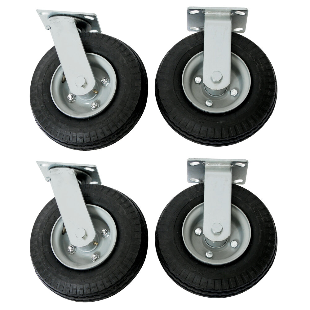 Wesco Industrial Products 1,600 lb. 8" x 2 1/2" Full Pneumatic Swivel and Rigid Caster Set for Platform Truck 272194 - 4/Set