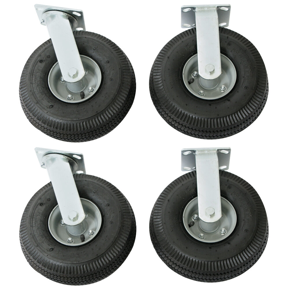Wesco Industrial Products 1,600 lb. 10" x 3 1/2" Full Pneumatic Swivel and Rigid Caster Set for Platform Truck 272195 - 4/Set