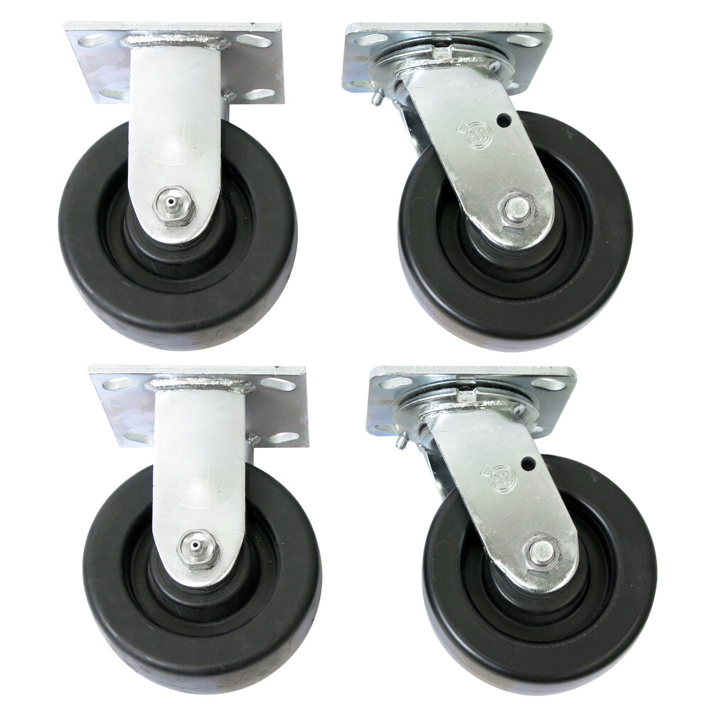 Wesco Industrial Products 2,000 lb. 5" x 2" Polyolefin Swivel and Rigid Caster Set for ATP and ASD Series Platform Trucks 250047 - 4/Set