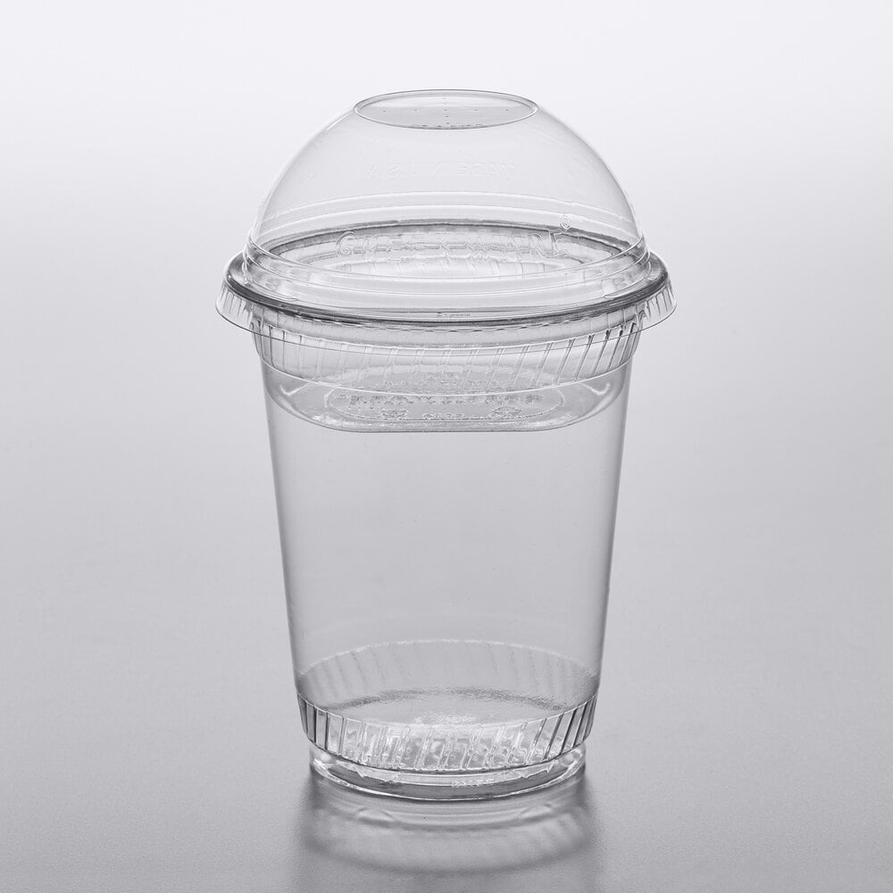 Fabri-Kal Greenware 12 oz. Compostable Clear Plastic Parfait Cup with 4 oz. Insert and Dome Lid - 100/Pack