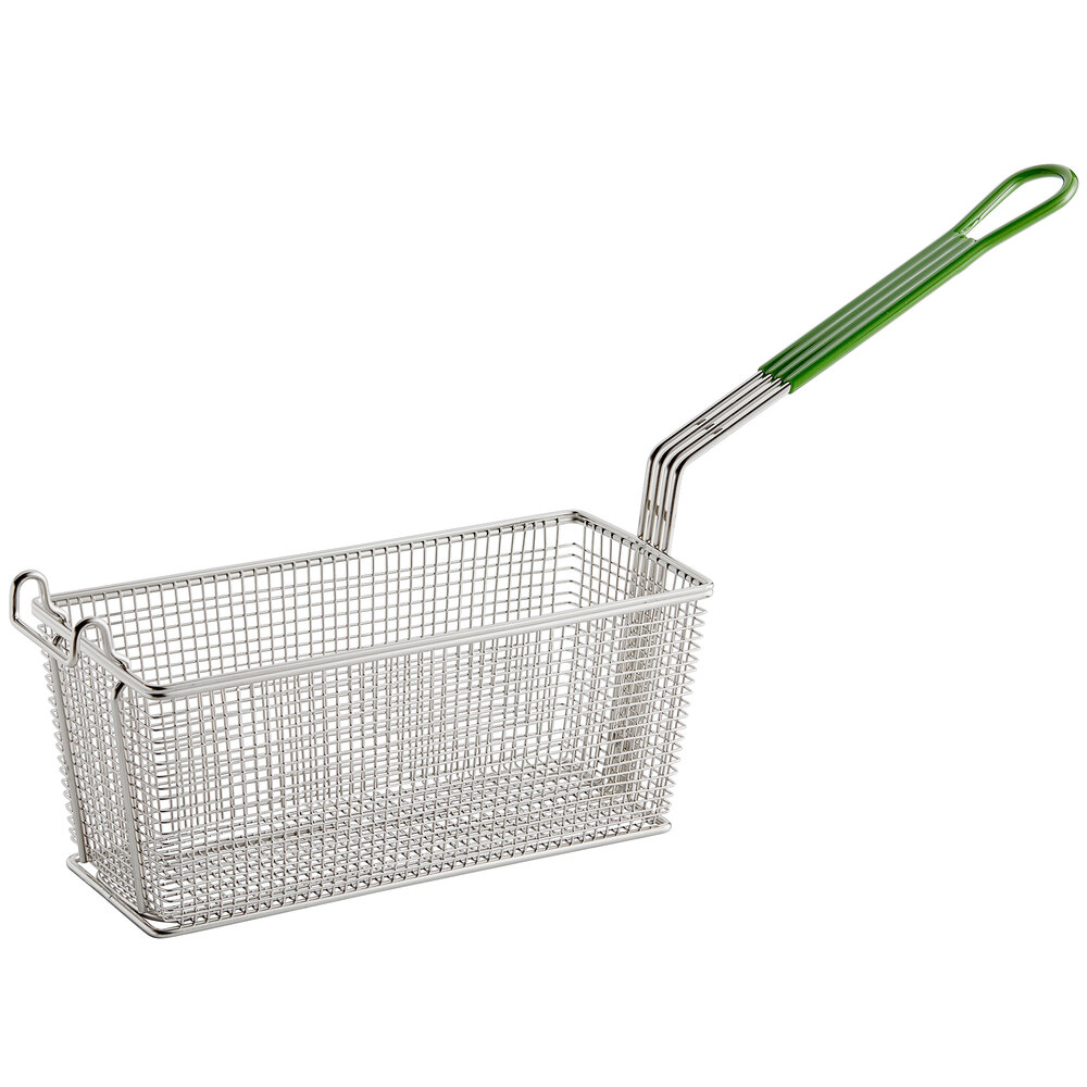 Prince Castle 77-P 13 1/4" x 5 5/8" x 5 11/16" Fry Basket with Front Hook and Plastisol Handle