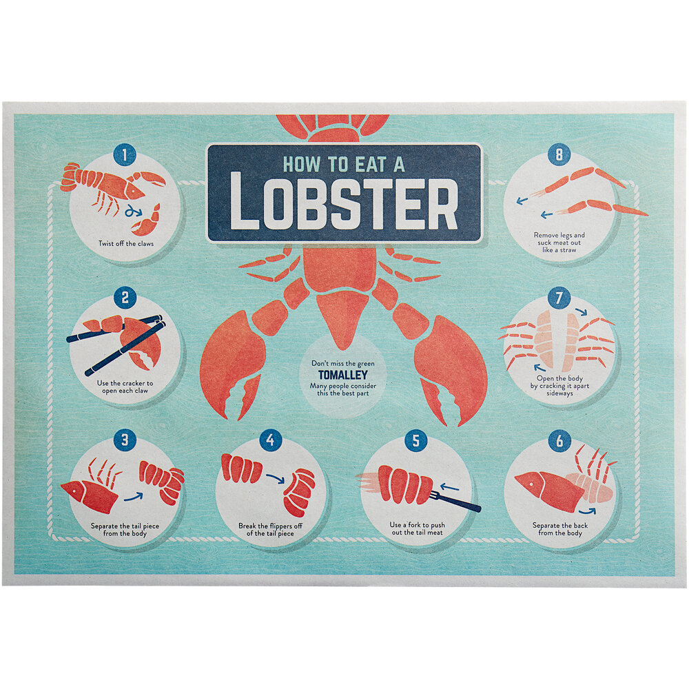 Choice 10" x 14" How to Eat a Lobster Paper Placemat - 1,000/Case