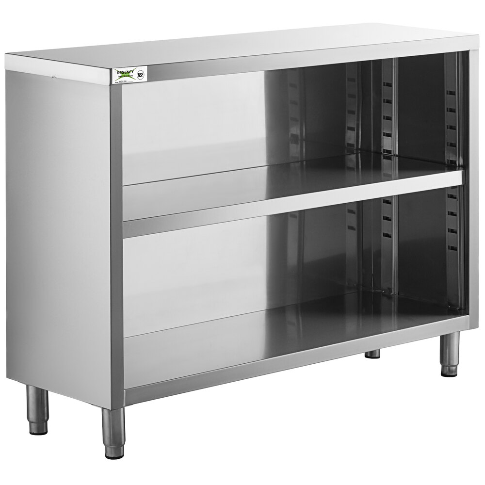 Regency 15" x 48" 18 Gauge Type 304 Stainless Steel Dish Cabinet with Adjustable Midshelf