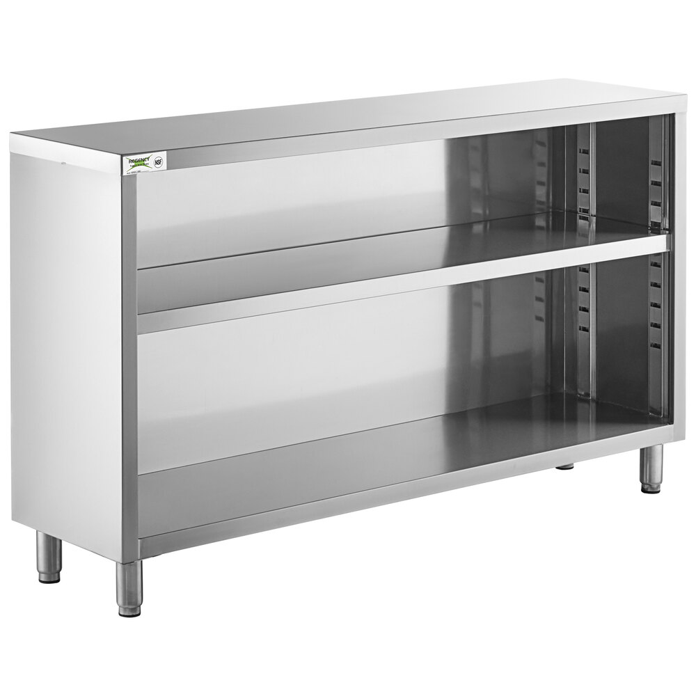 Regency 15" x 60" 18 Gauge Type 304 Stainless Steel Dish Cabinet with Adjustable Midshelf