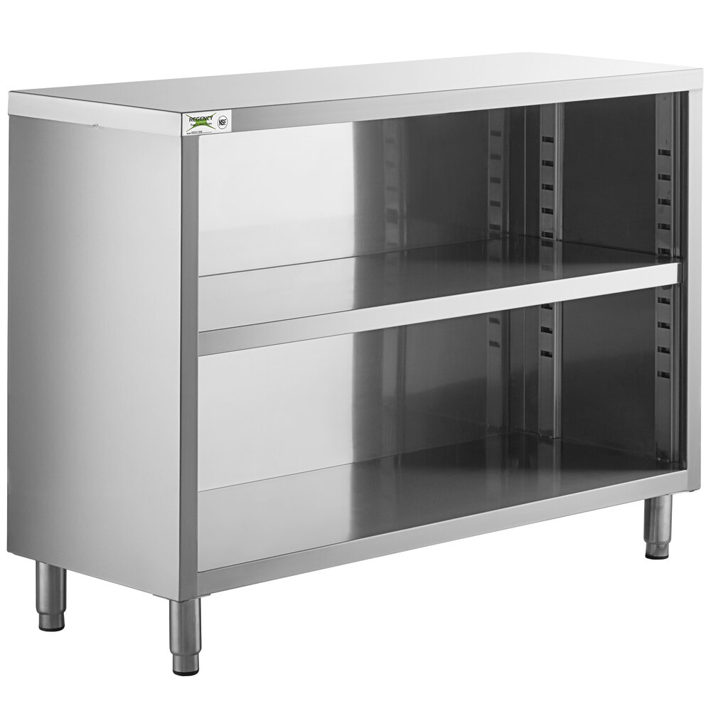 Regency 18" x 48" 18 Gauge Type 304 Stainless Steel Dish Cabinet with Adjustable Midshelf